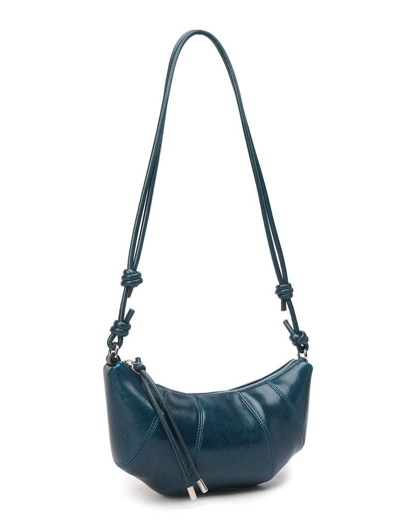 The Artisan Croissant Genuine Leather Bag | Minimalist Knotted Paneled Hobo