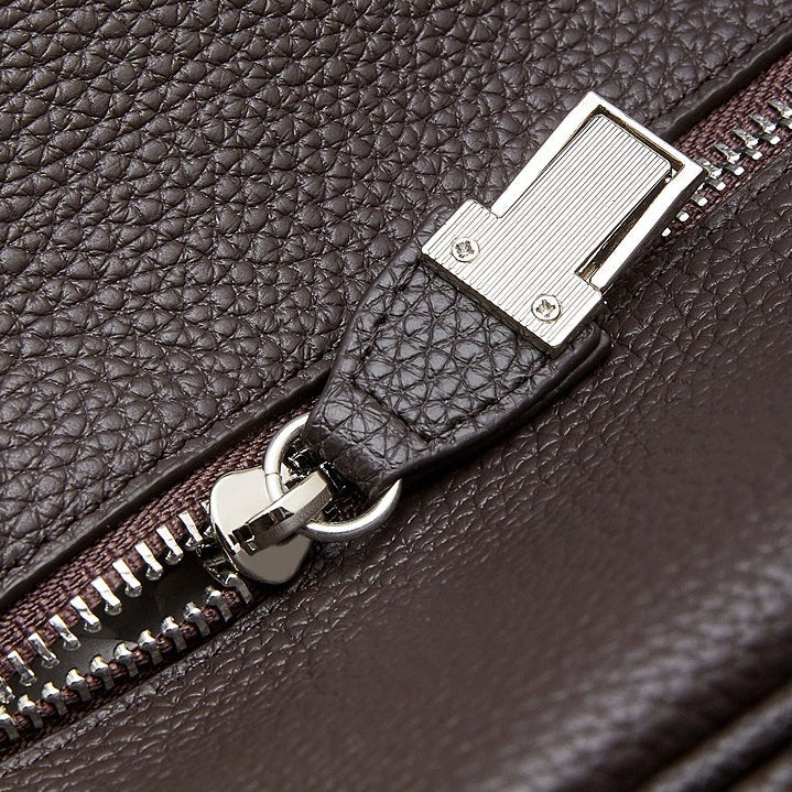 The Modern East-West Genuine Leather Bag | Minimalist Pebbled Bowling Tote