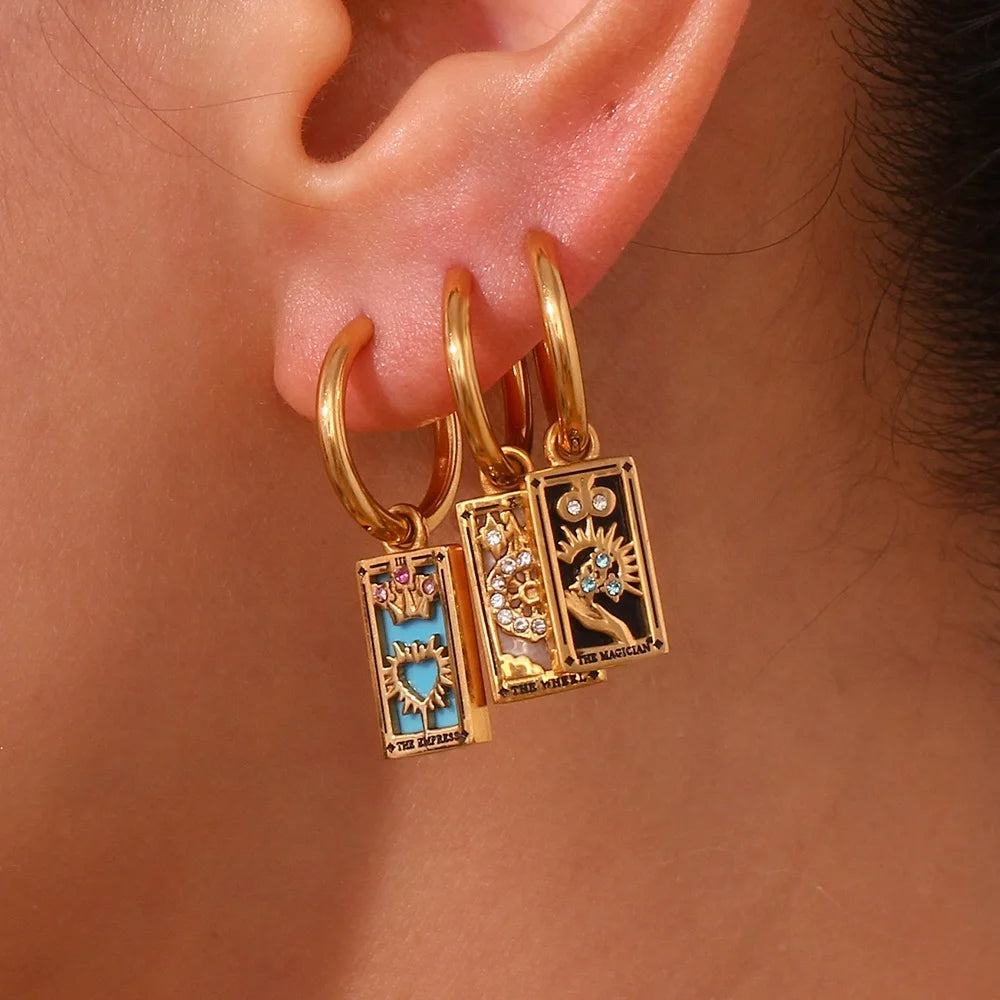 The Sun - Tarot Card Gold | Silver Hoop Earrings