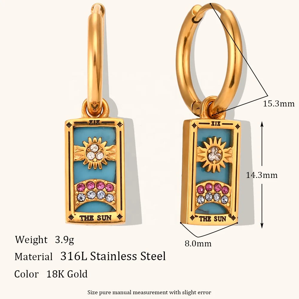 The Star - Tarot Card Gold | Silver Hoop Earrings