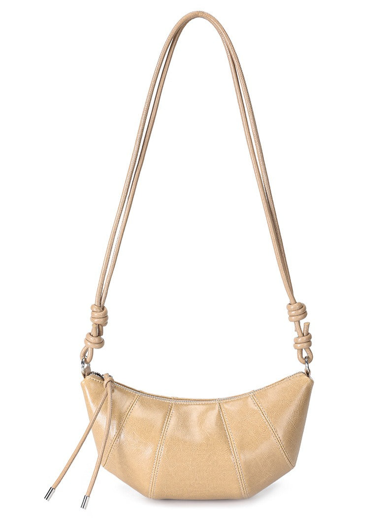 The Artisan Croissant Genuine Leather Bag | Minimalist Knotted Paneled Hobo
