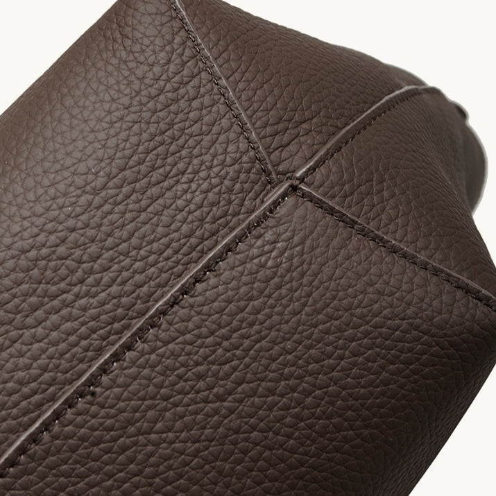 The Ethereal V-Cut Genuine Leather Bag | Minimalist Pebbled Hobo Tote
