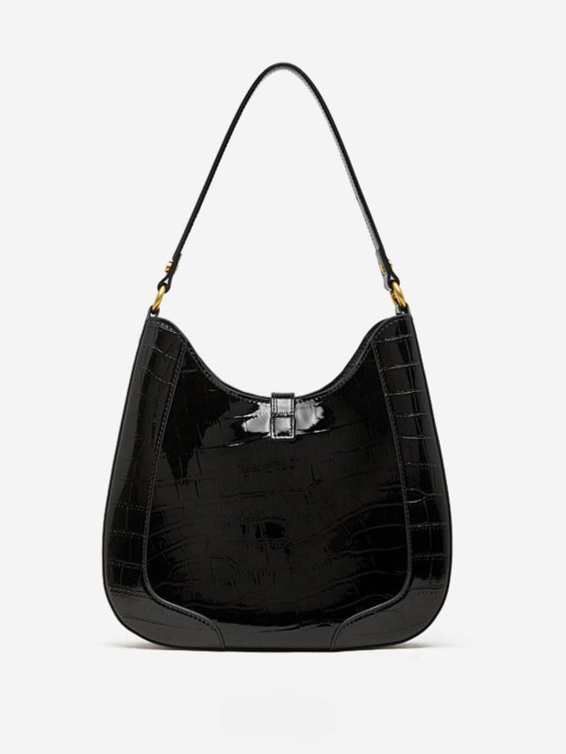 The Metropolitan Glam Croc-Embossed Leather Hobo Bag with Detachable Pouch