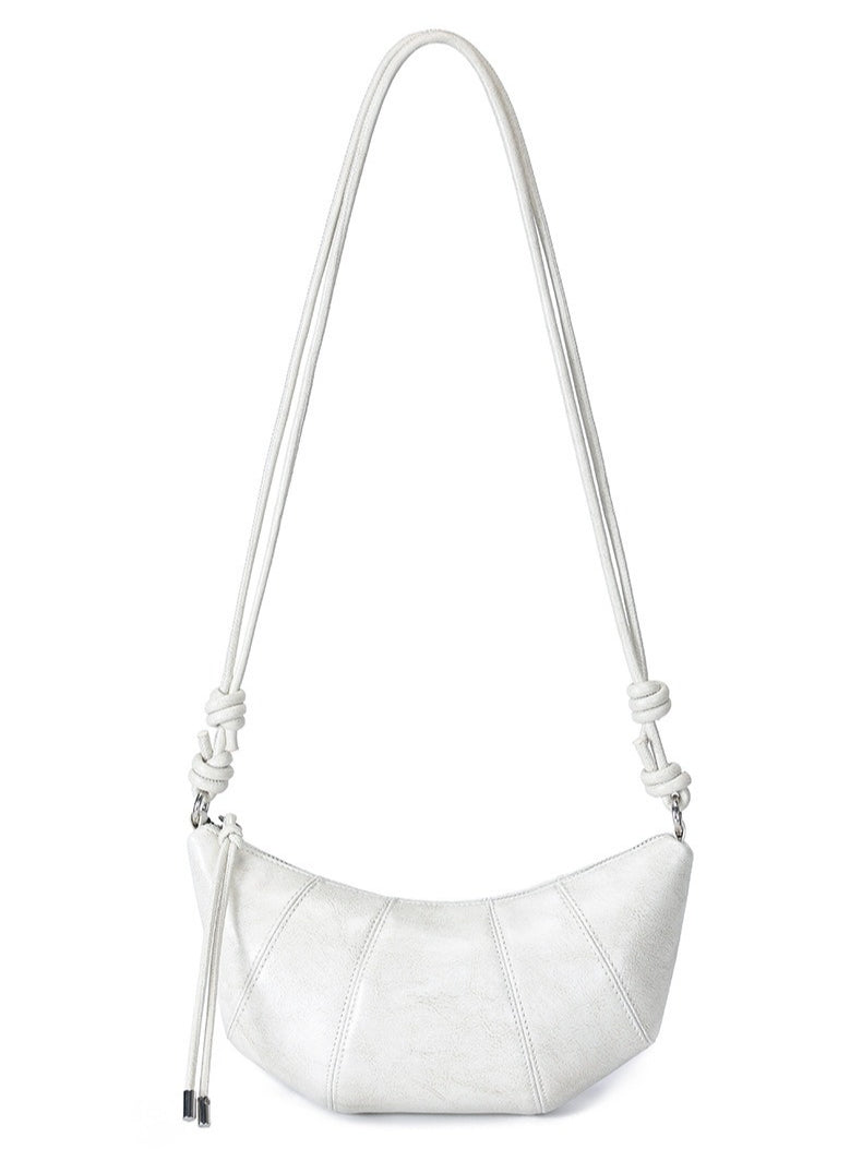The Artisan Croissant Genuine Leather Bag | Minimalist Knotted Paneled Hobo