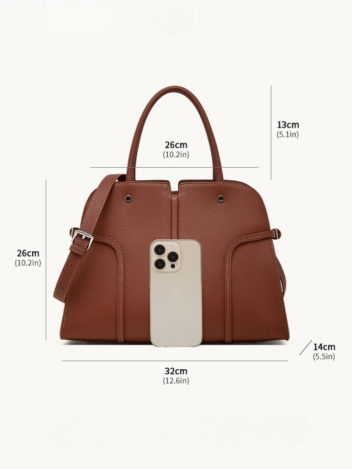 The Executive Structured Genuine Leather Bag - Sophisticated Paneled Work Tote