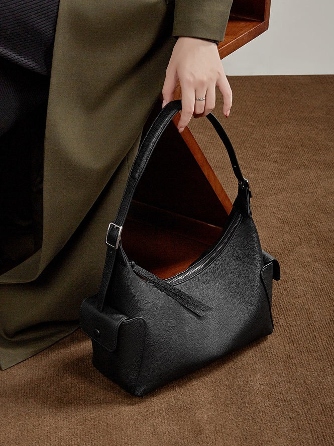 The Velvet Horizon Genuine Leather Tote Bag with Structured Silhouette