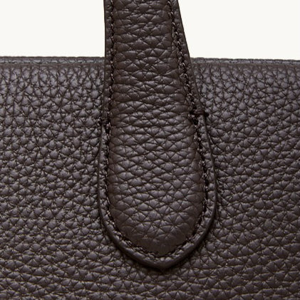 The Modern East-West Genuine Leather Bag | Minimalist Pebbled Bowling Tote
