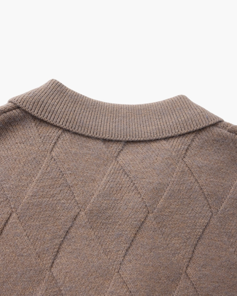 Heritage Diamond Knit Zip Cardigan