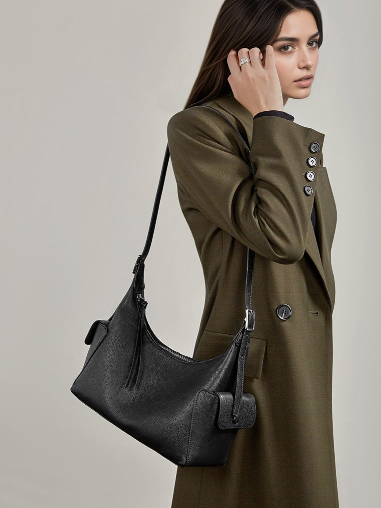 The Velvet Horizon Genuine Leather Tote Bag with Structured Silhouette