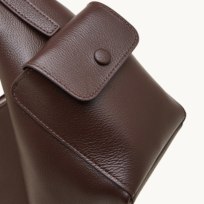The Velvet Horizon Genuine Leather Tote Bag with Structured Silhouette