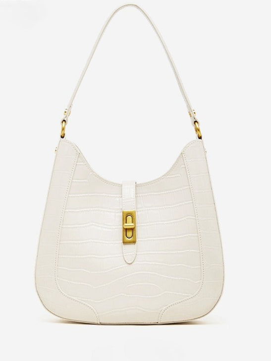The Metropolitan Glam Croc-Embossed Leather Hobo Bag with Detachable Pouch