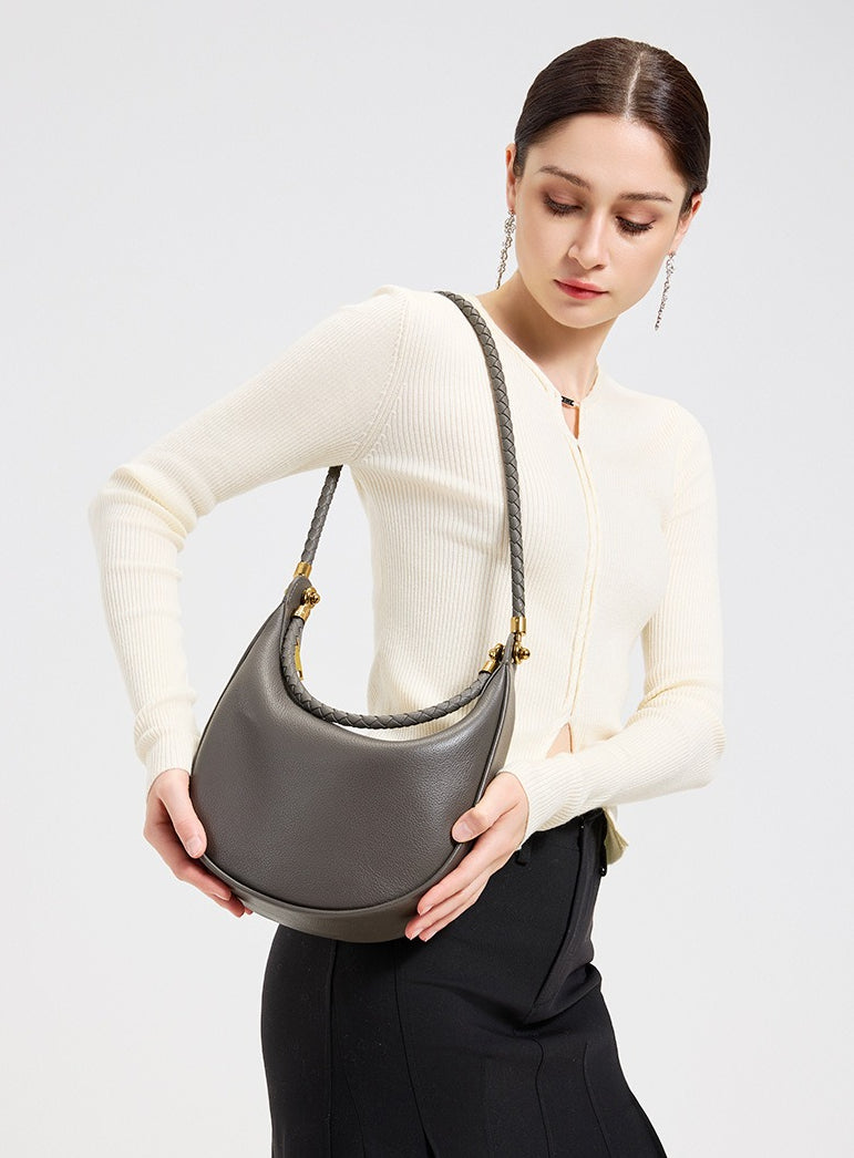 Artisanal Dual-Woven Hobo Shoulder Genuine Leather Bag