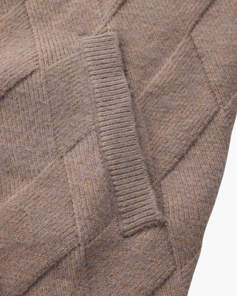 Heritage Diamond Knit Zip Cardigan