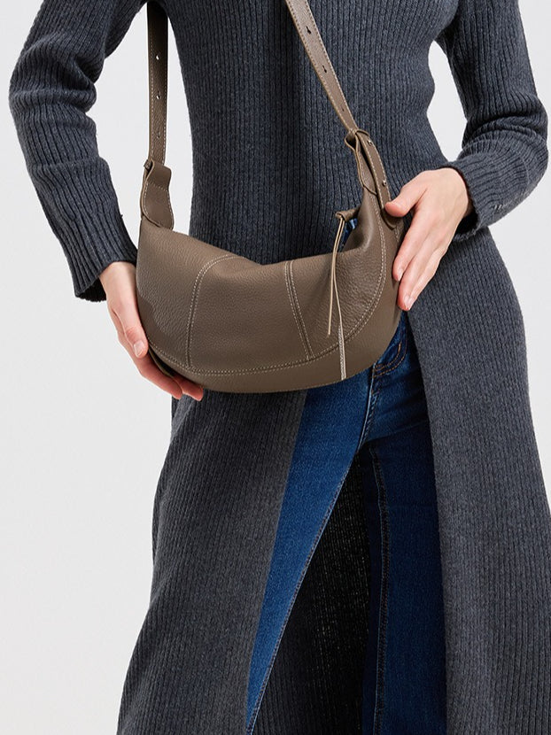 Sable Slouch Crescent Hobo Genuine Leather Bag