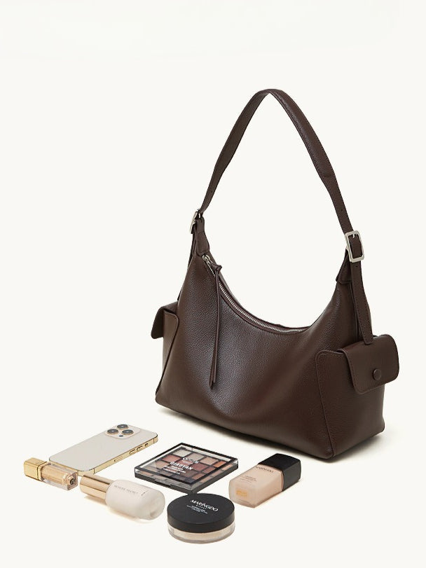 The Velvet Horizon Genuine Leather Tote Bag with Structured Silhouette
