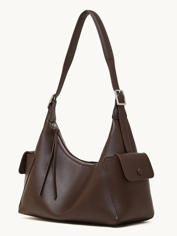 The Velvet Horizon Genuine Leather Tote Bag with Structured Silhouette