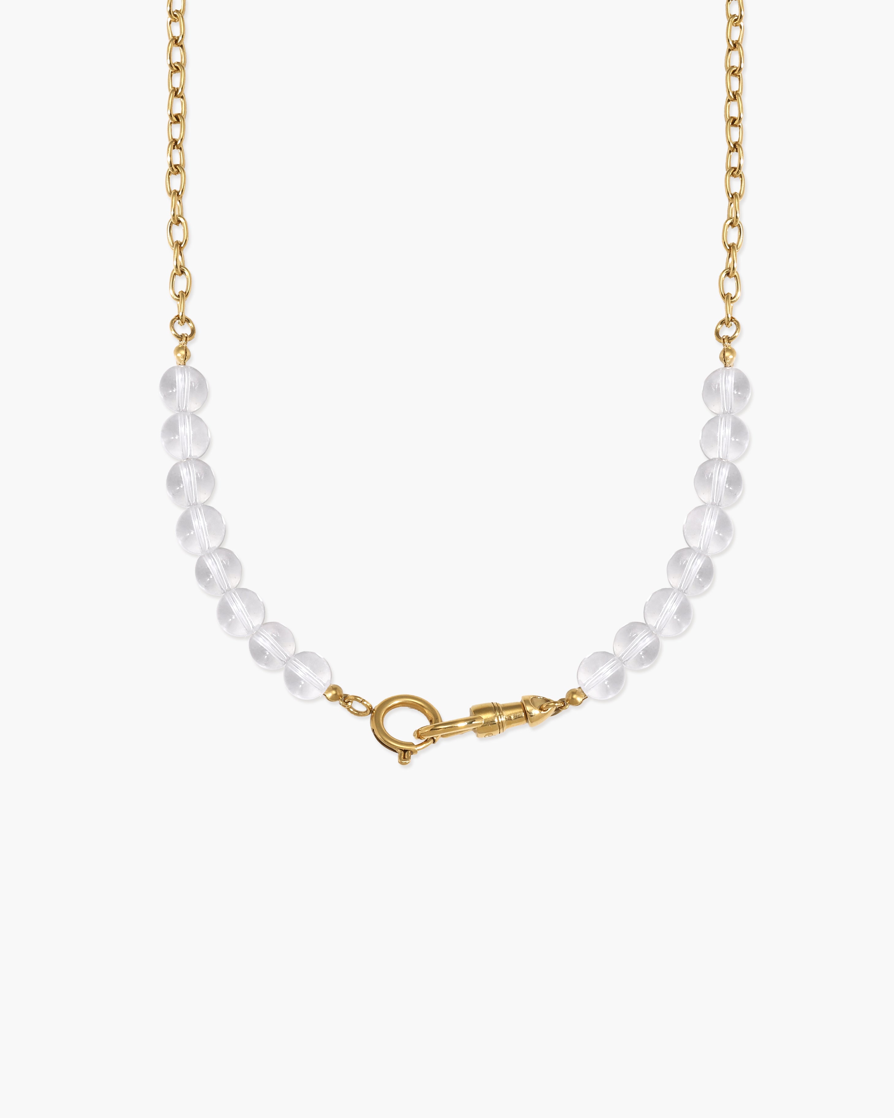 Clear Quartz Beaded Necklace with Charm Holder Clasp