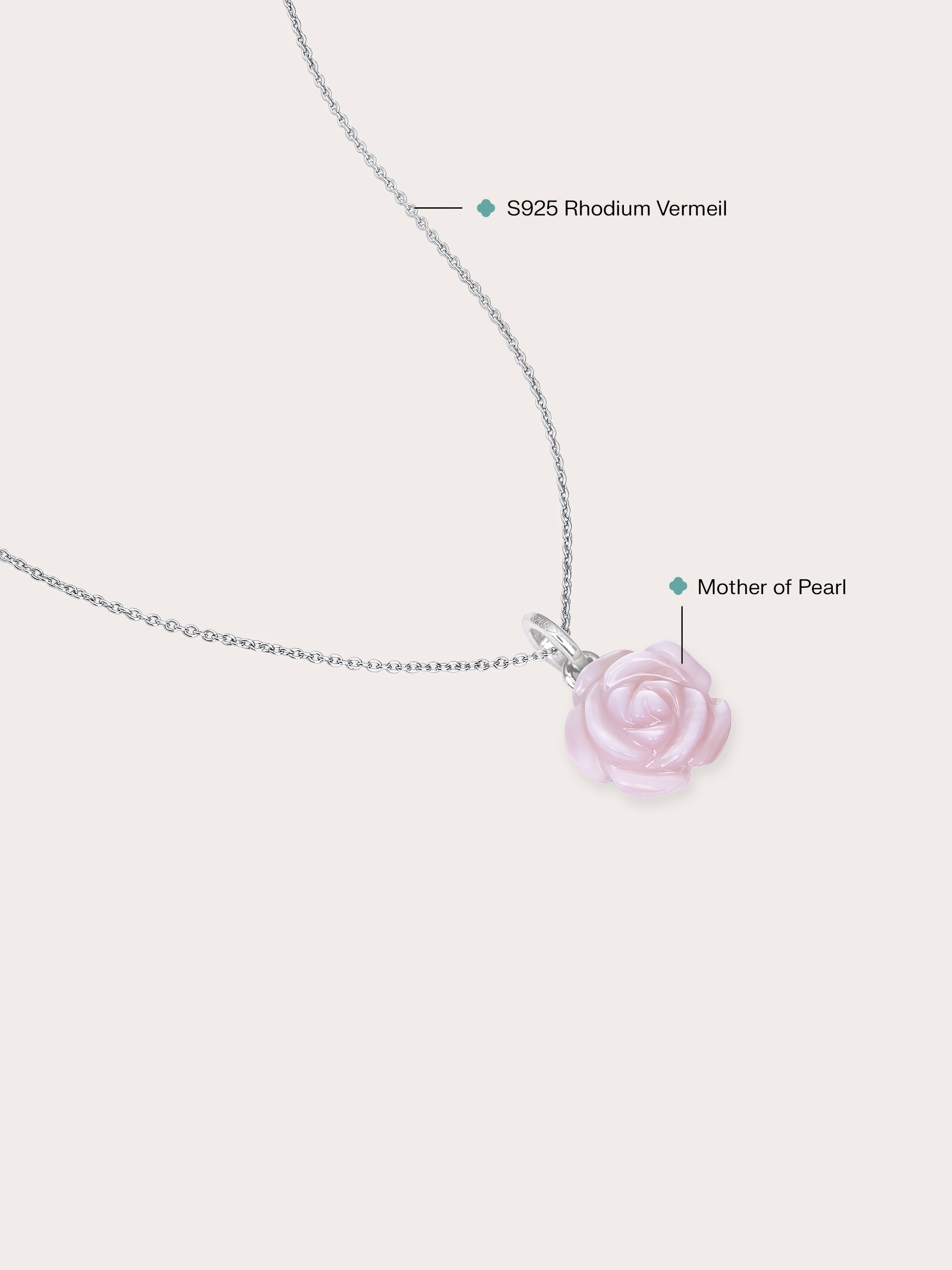 Carved Pink Rose Necklace
