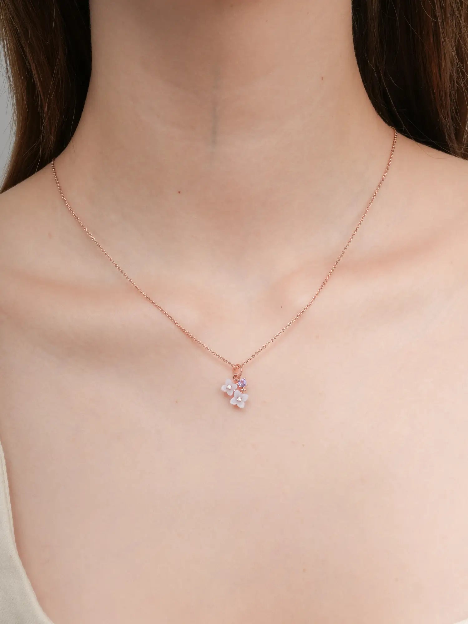 Carved Hydrangea Cluster Necklace