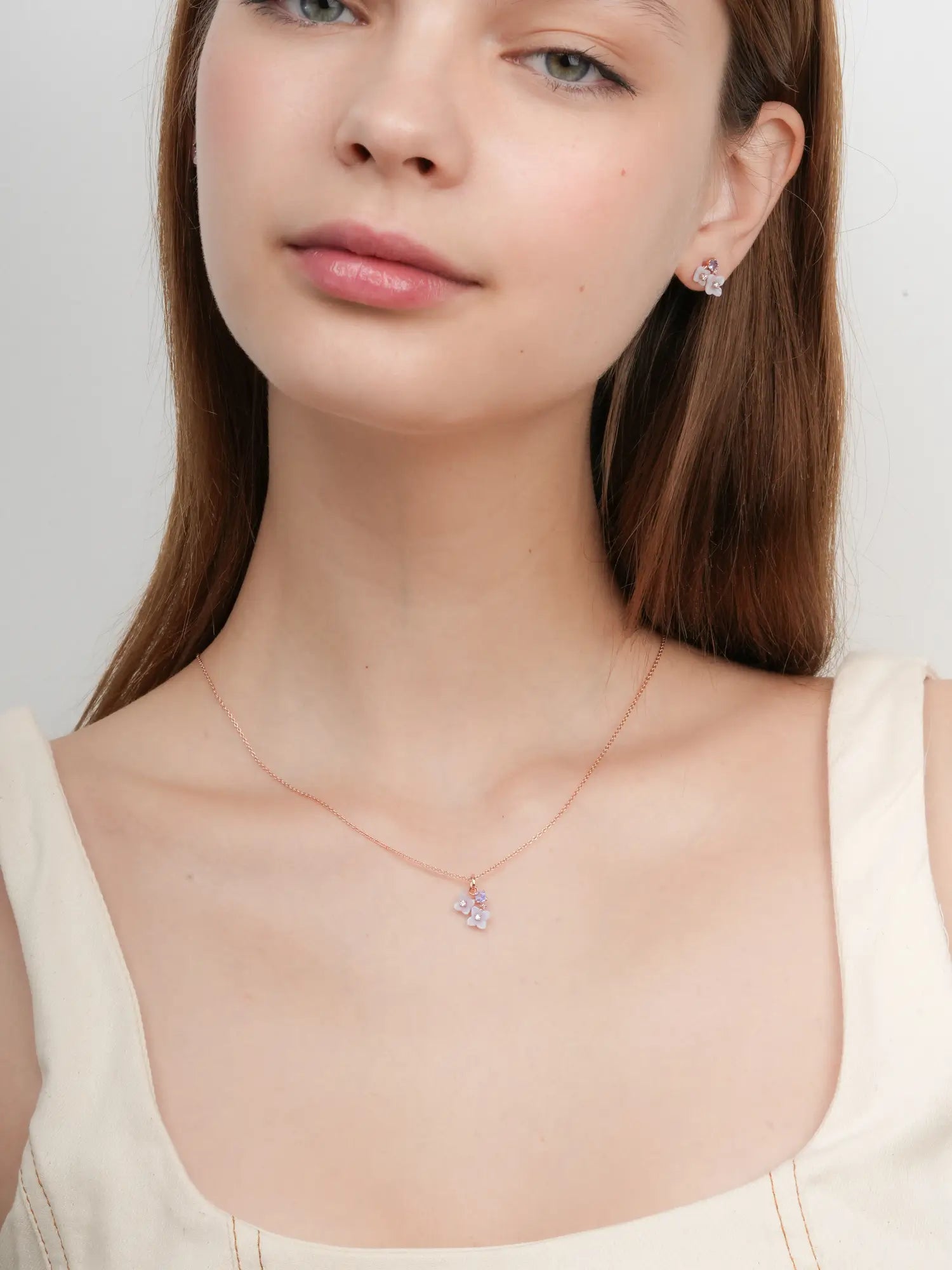 Carved Hydrangea Cluster Necklace