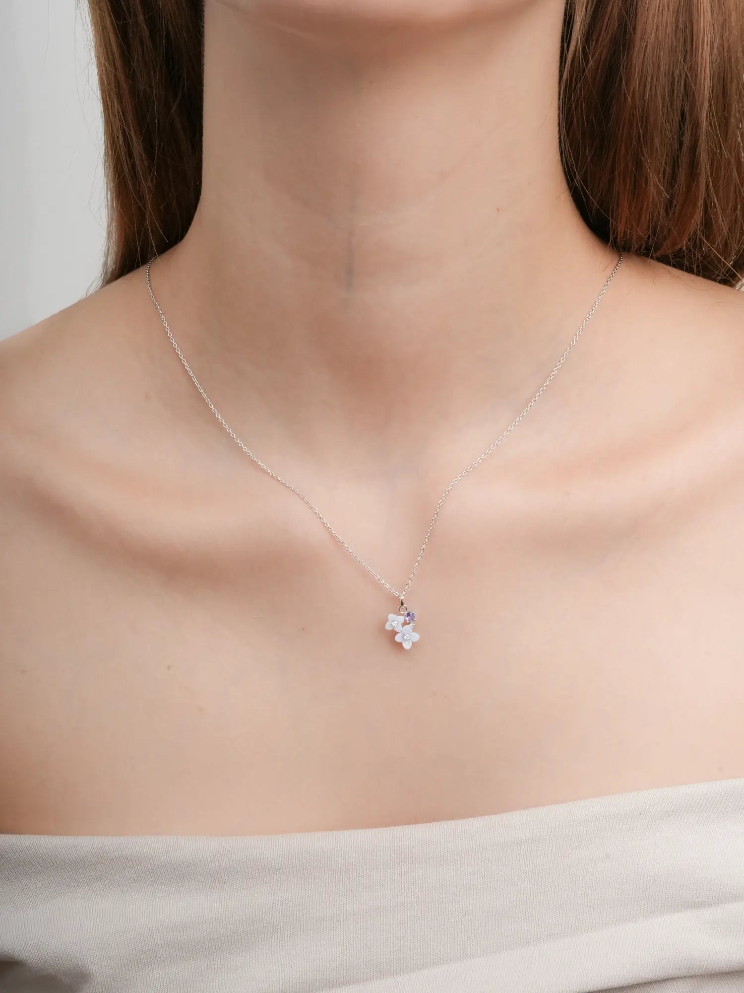 Carved Hydrangea Cluster Necklace