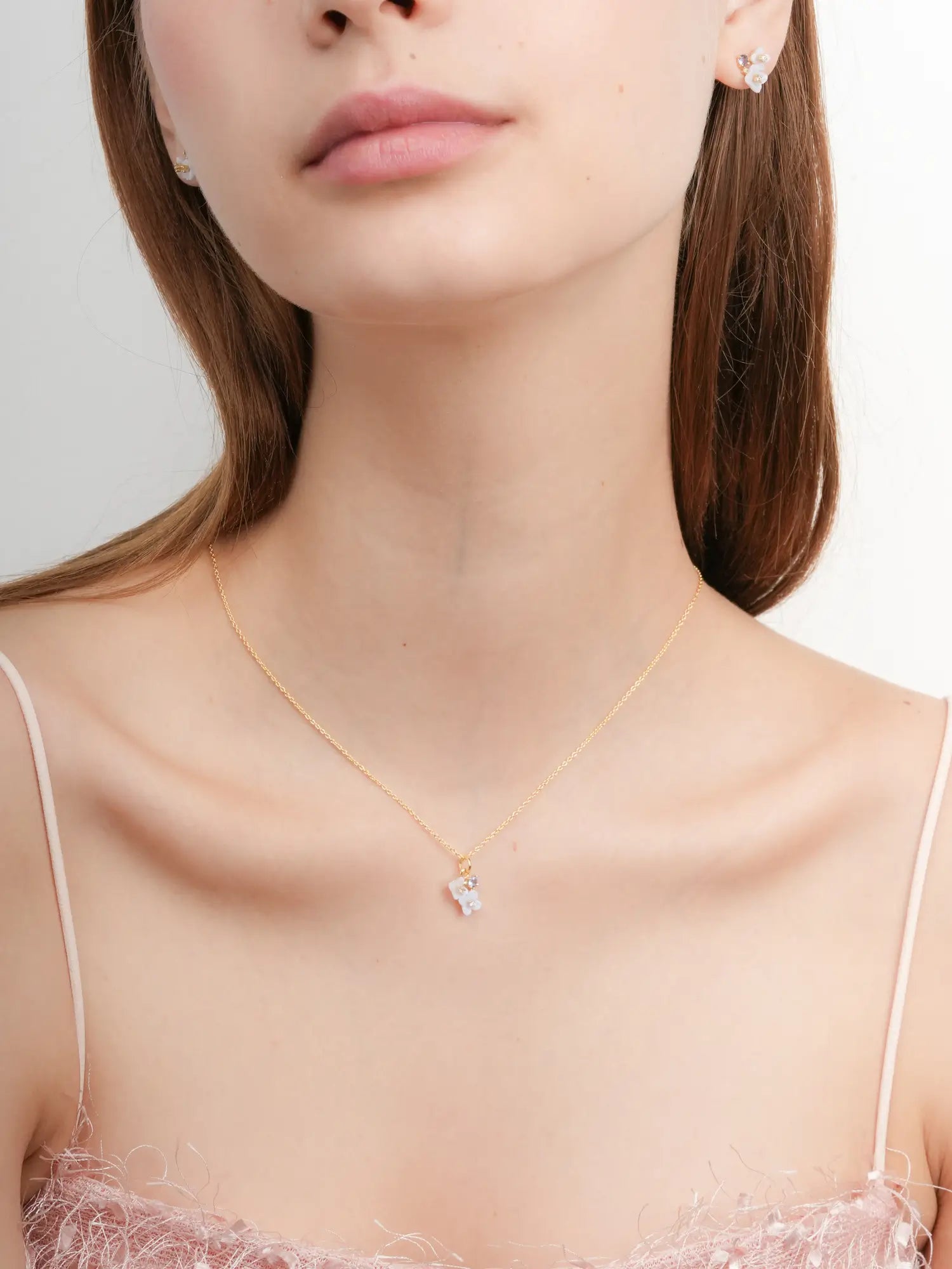 Carved Hydrangea Cluster Necklace