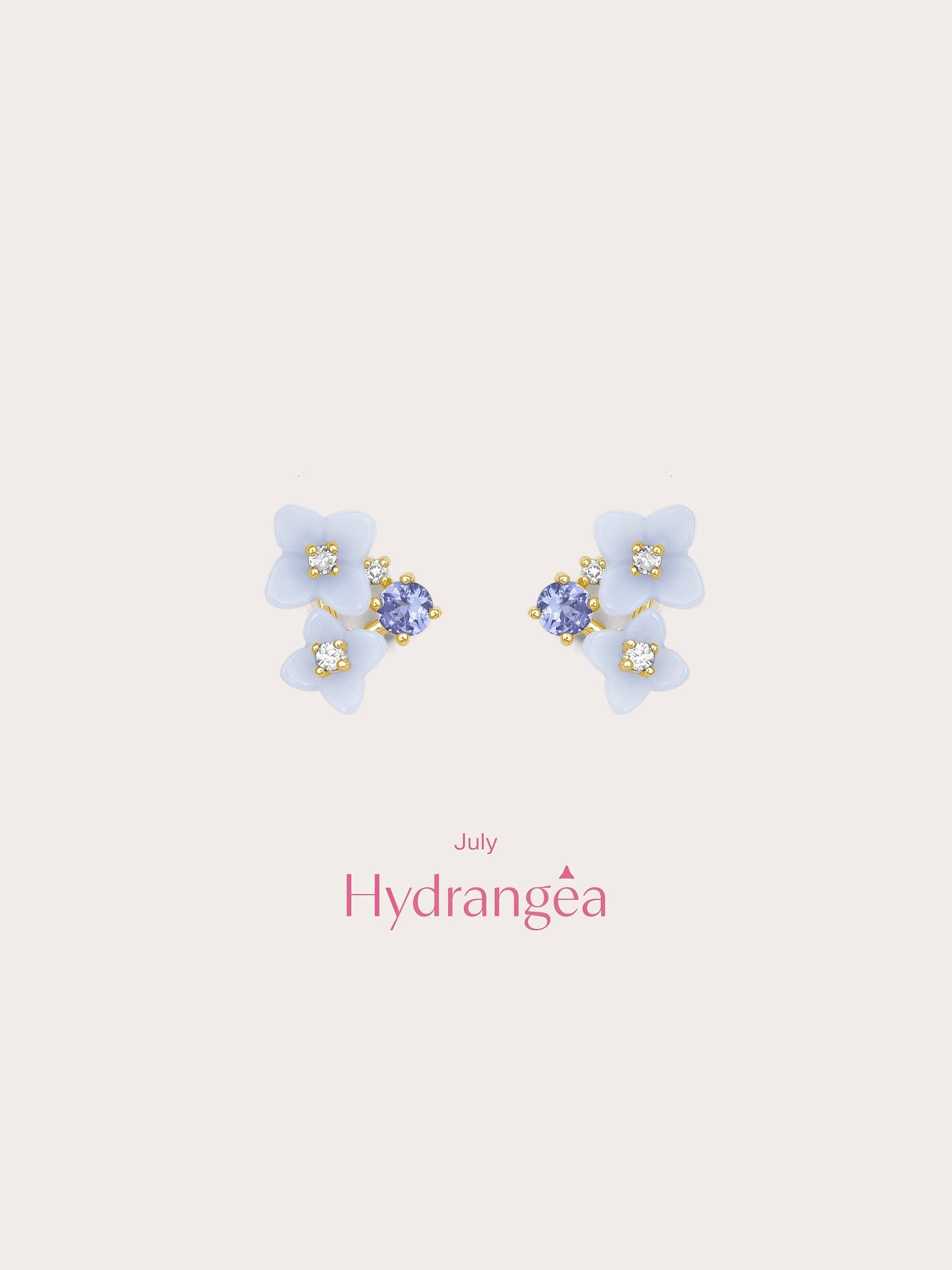 Carved Hydrangea Stud Earrings