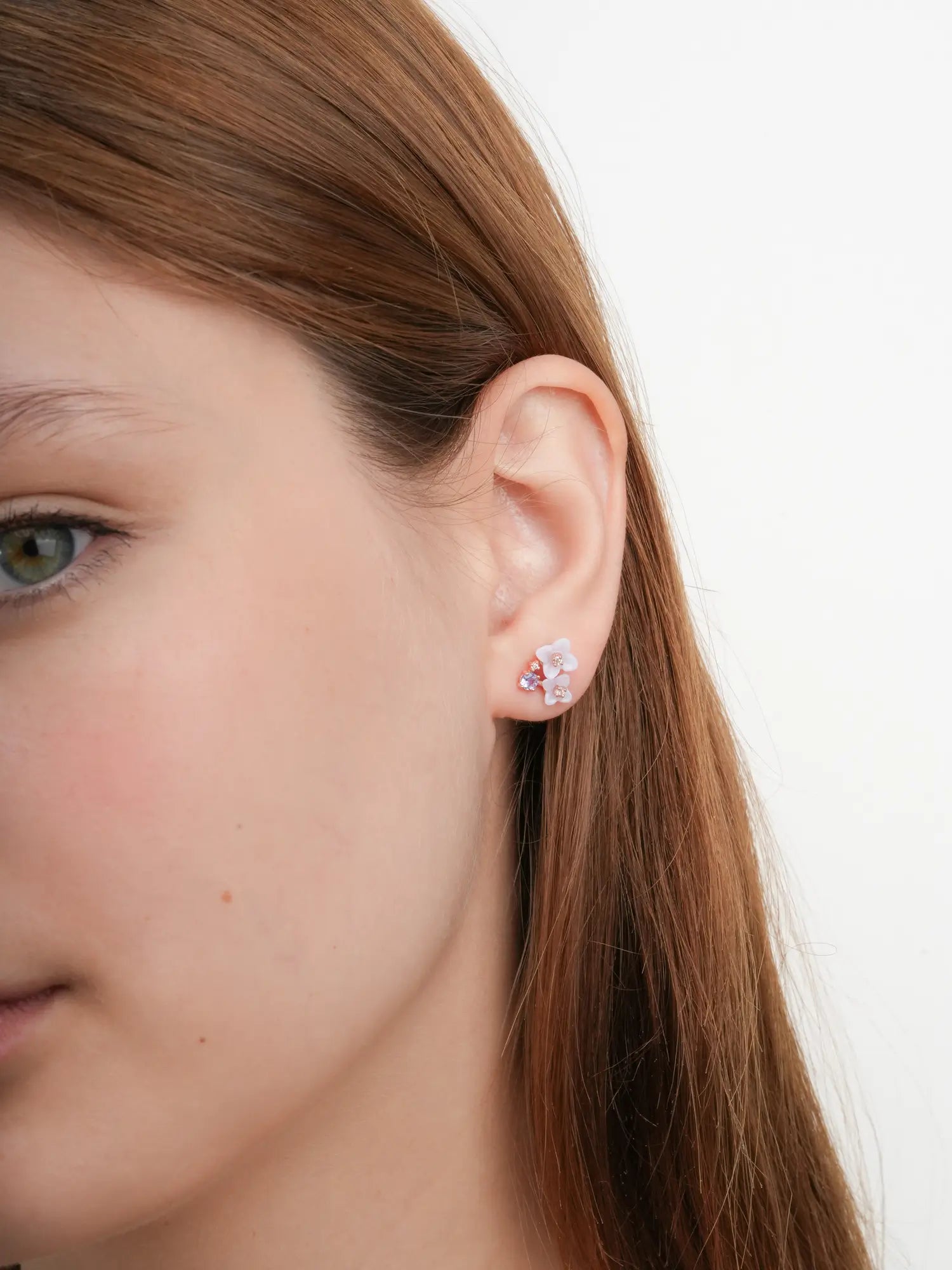 Carved Hydrangea Stud Earrings