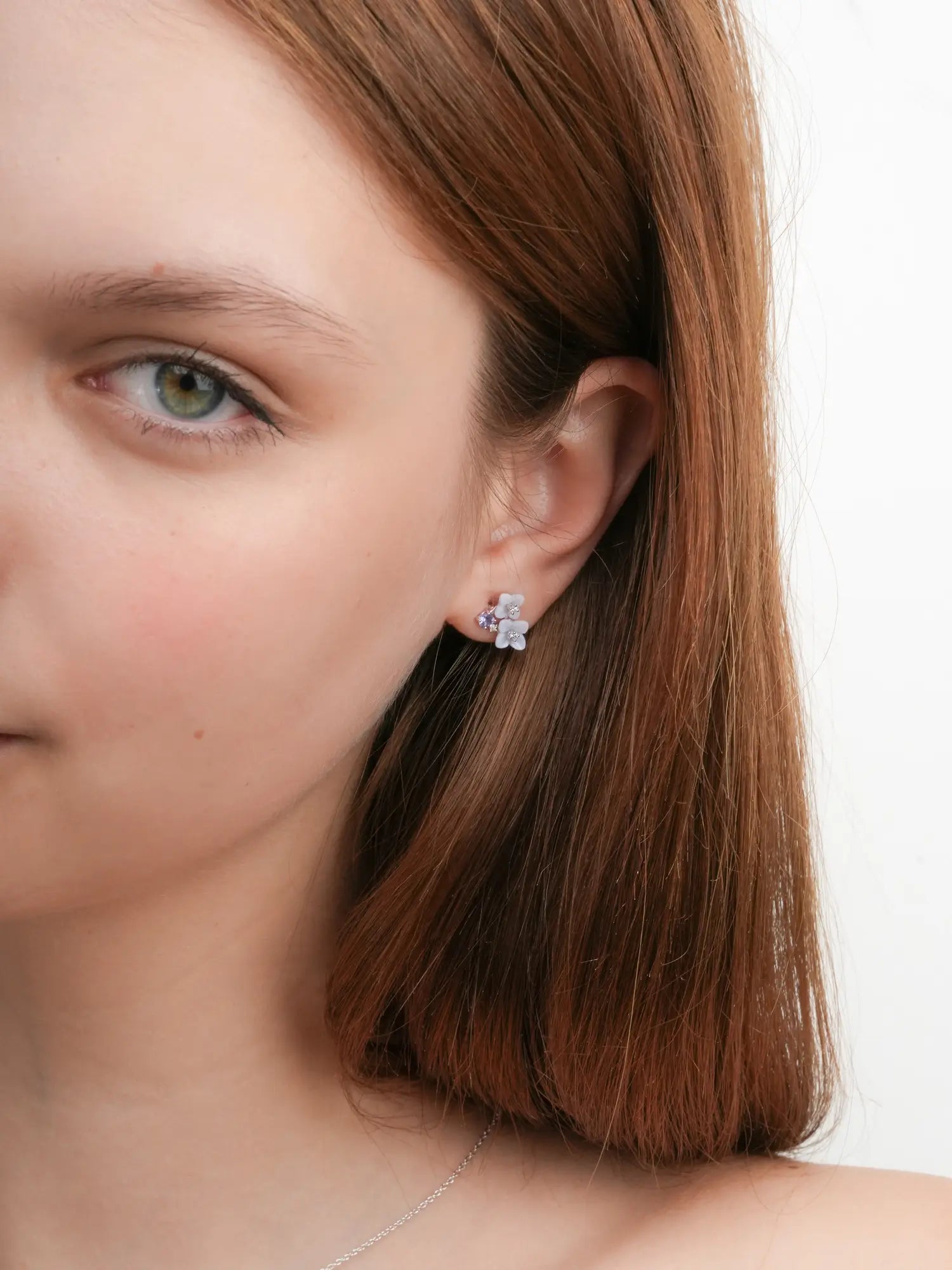 Carved Hydrangea Stud Earrings
