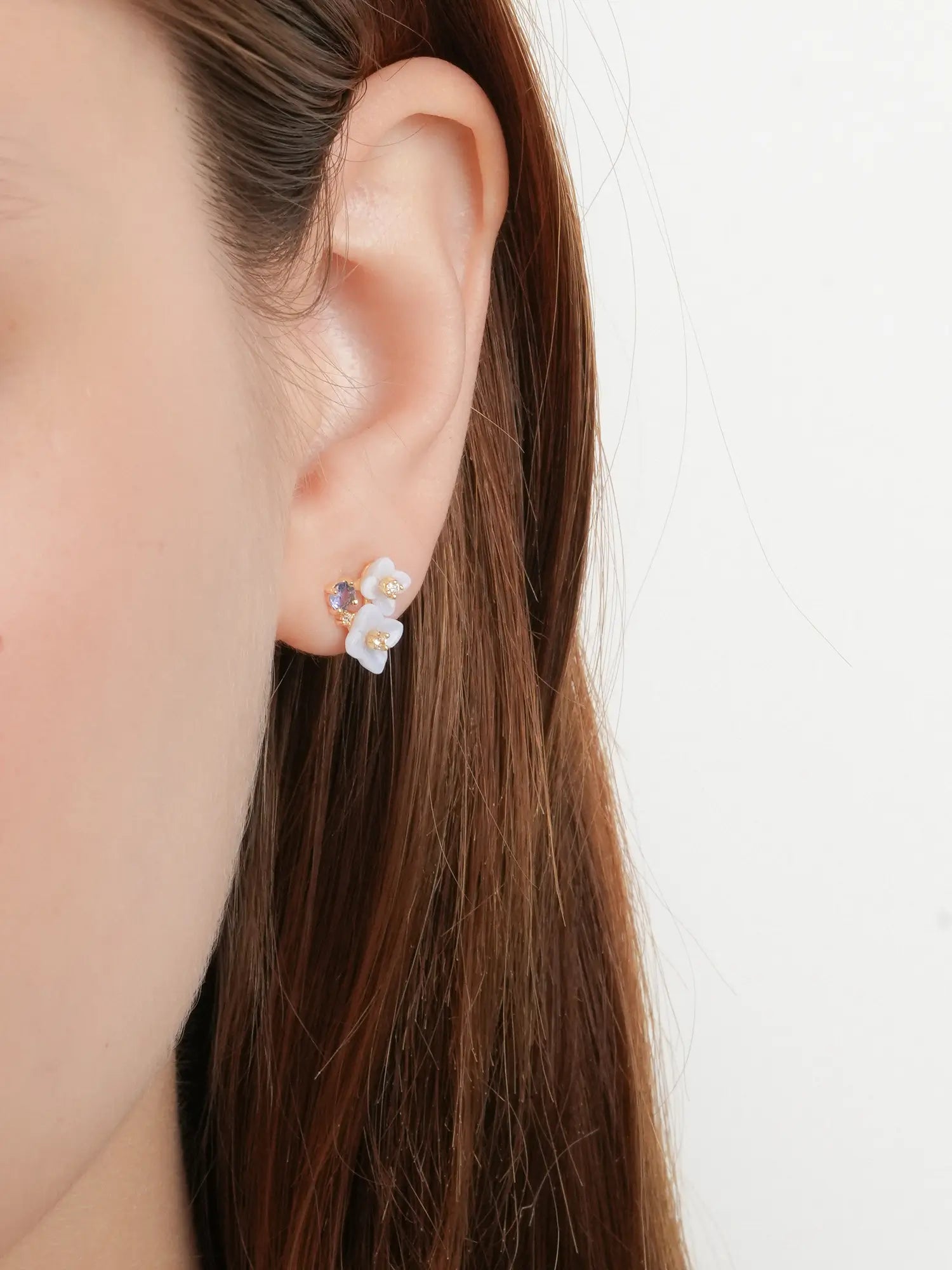Carved Hydrangea Stud Earrings