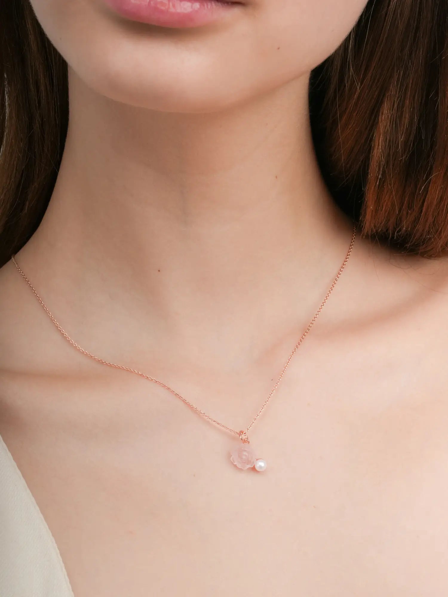 Carved Peony Necklace