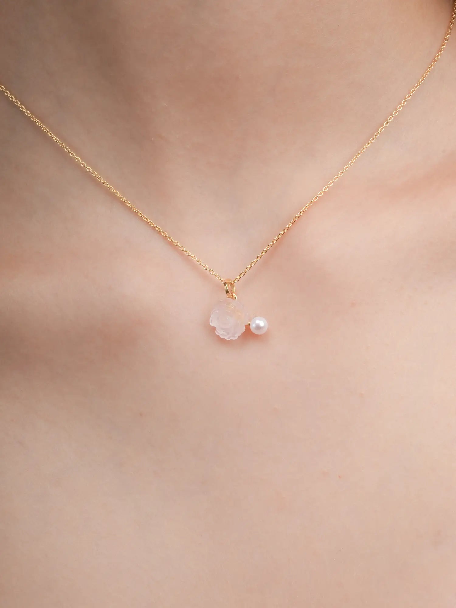 Carved Peony Necklace