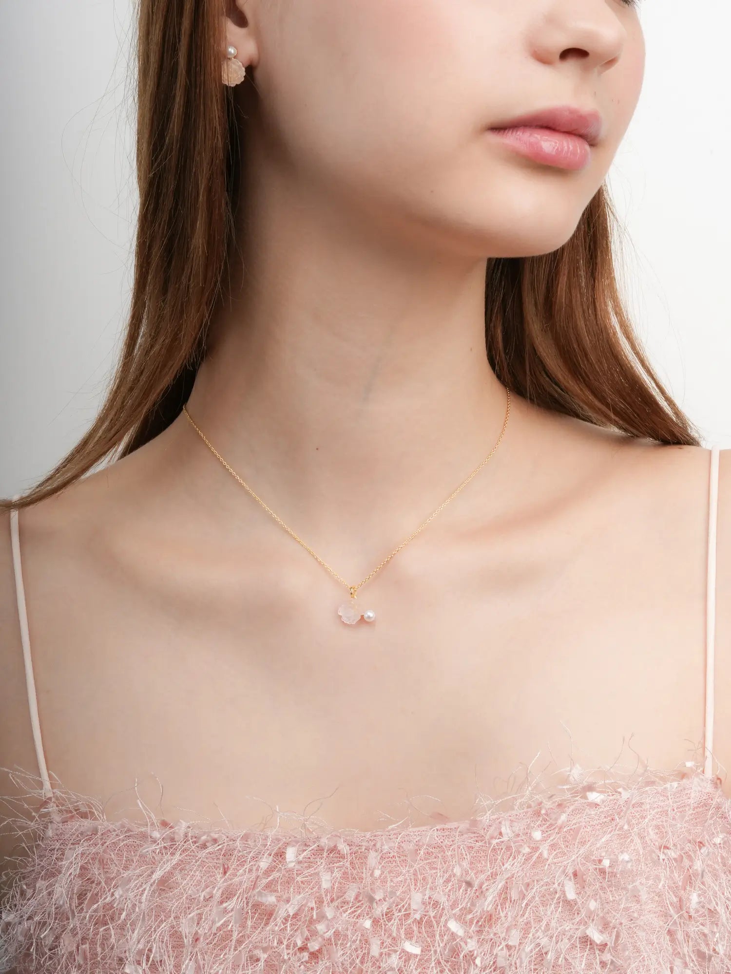 Carved Peony Necklace