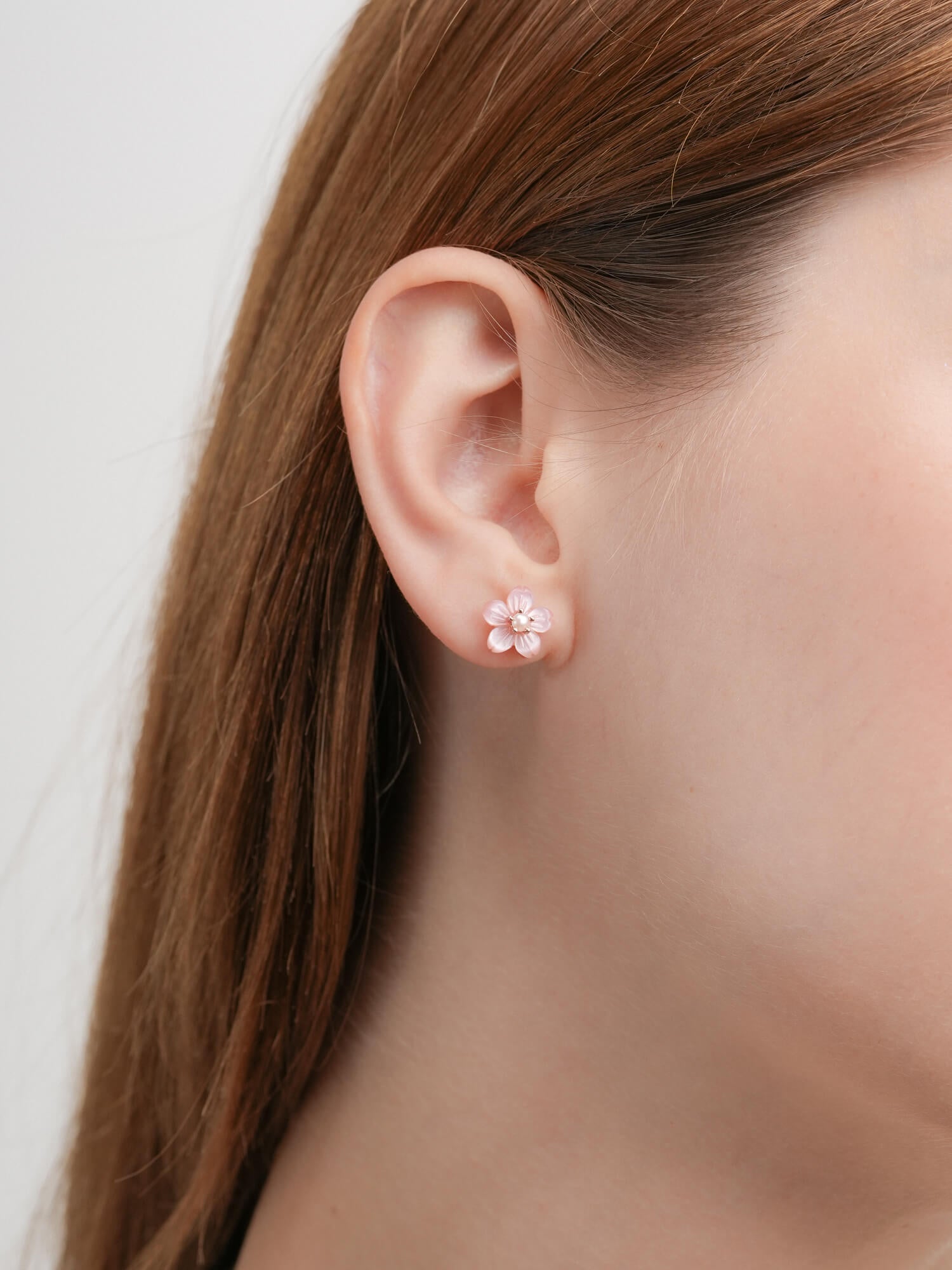 Carved Sakura Stud Earrings