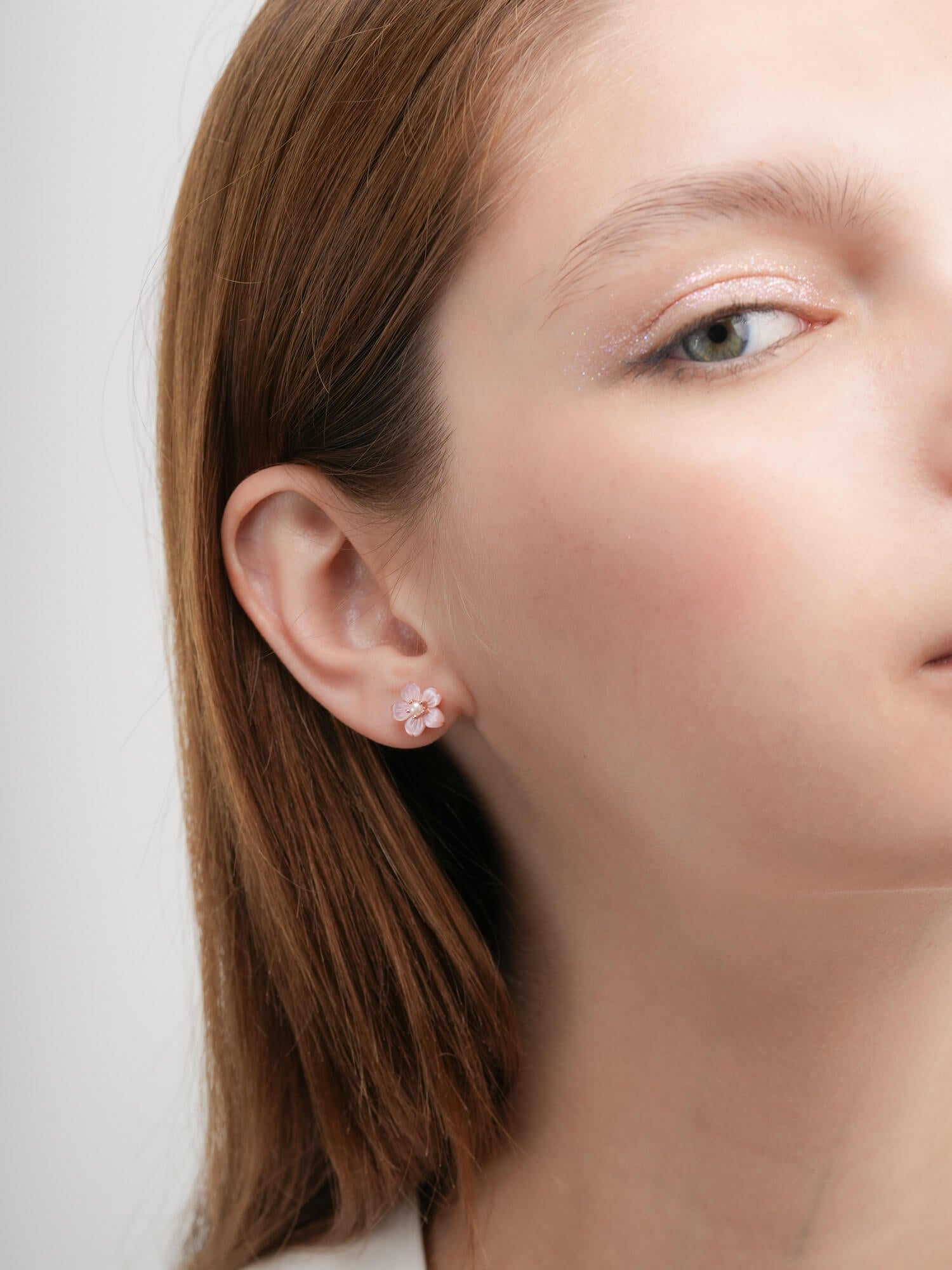 Carved Sakura Stud Earrings