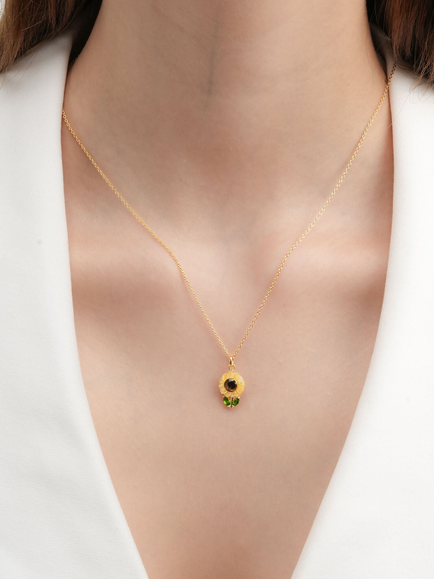 Carved Sunflower Necklace
