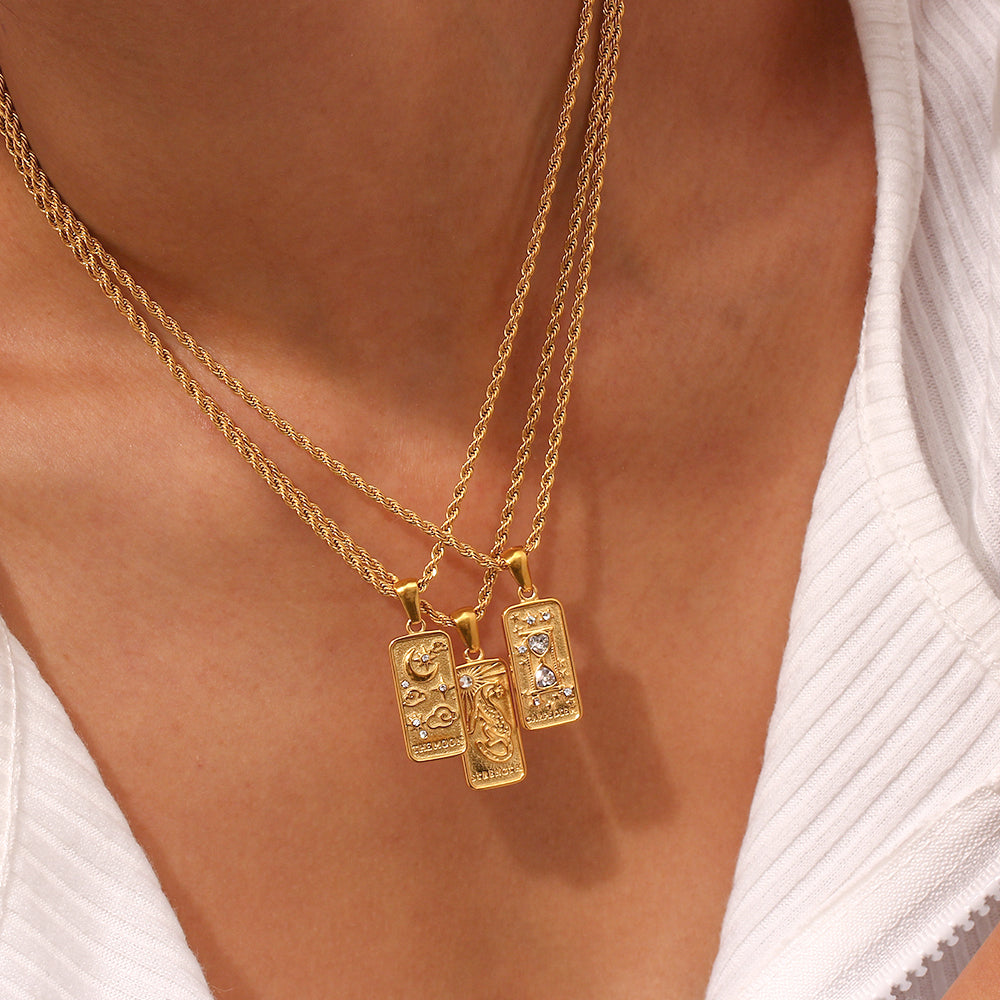 Carpe Diem - Tarot card 18k Necklace