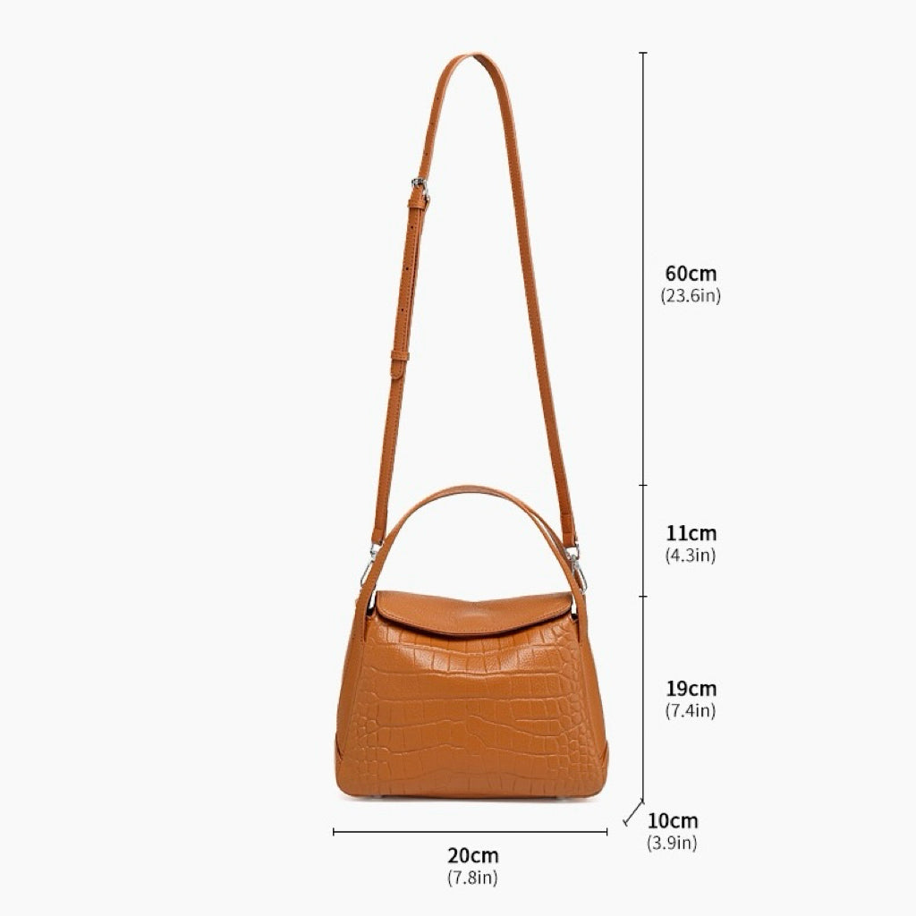 Women's Genuine Leather Croc-Embossed Crossbody Bag