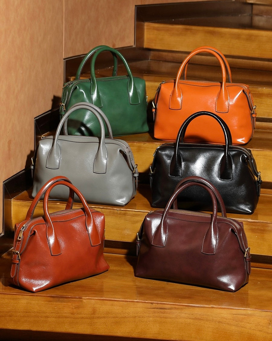 Pebbled Leather Convertible Satchel with Top Handles