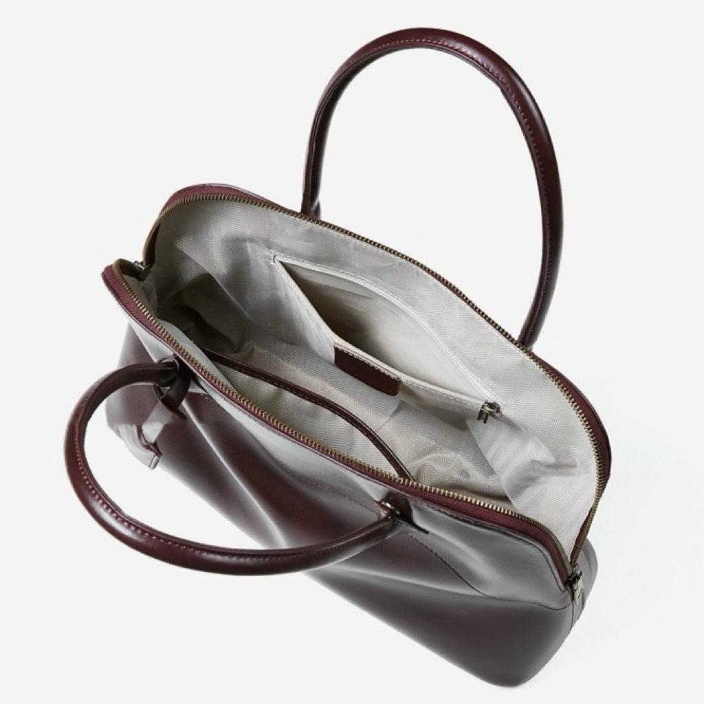 Women's Genuine Leather Dome Satchel with Signature Tassel