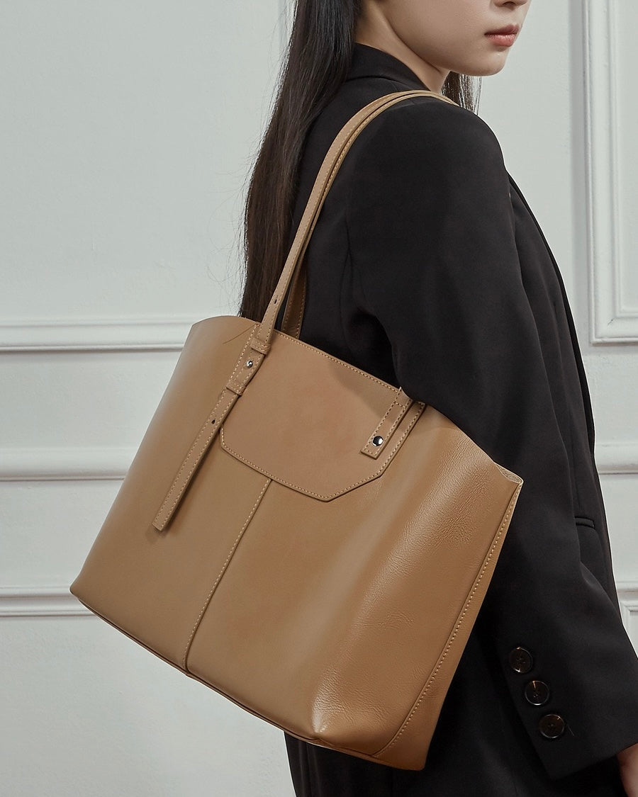 Women's Minimalist Genuine Leather Tote Bag