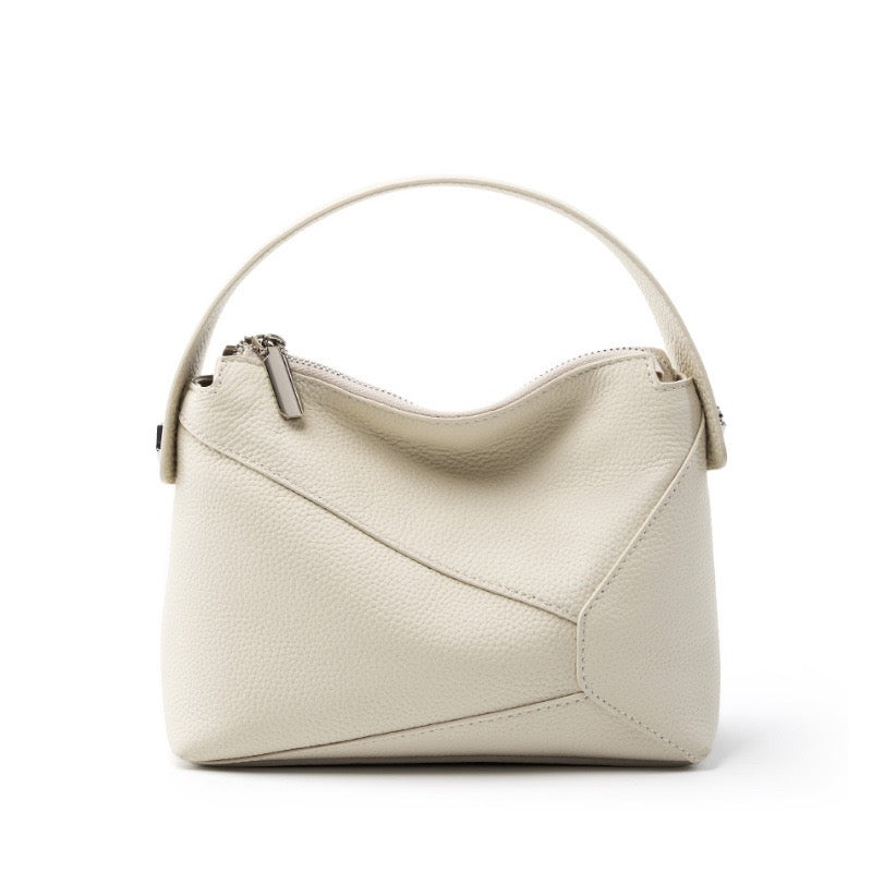 Women's Geometric Genuine Leather Pillow Crossbody Handheld Bag