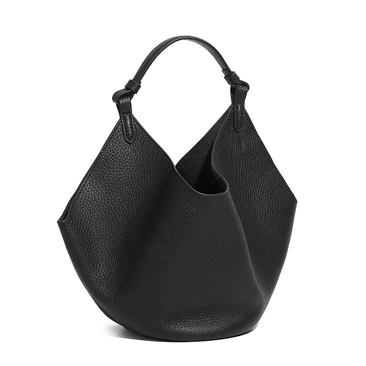 Women's Genuine Leather Large Capacity Basket Tote Bag