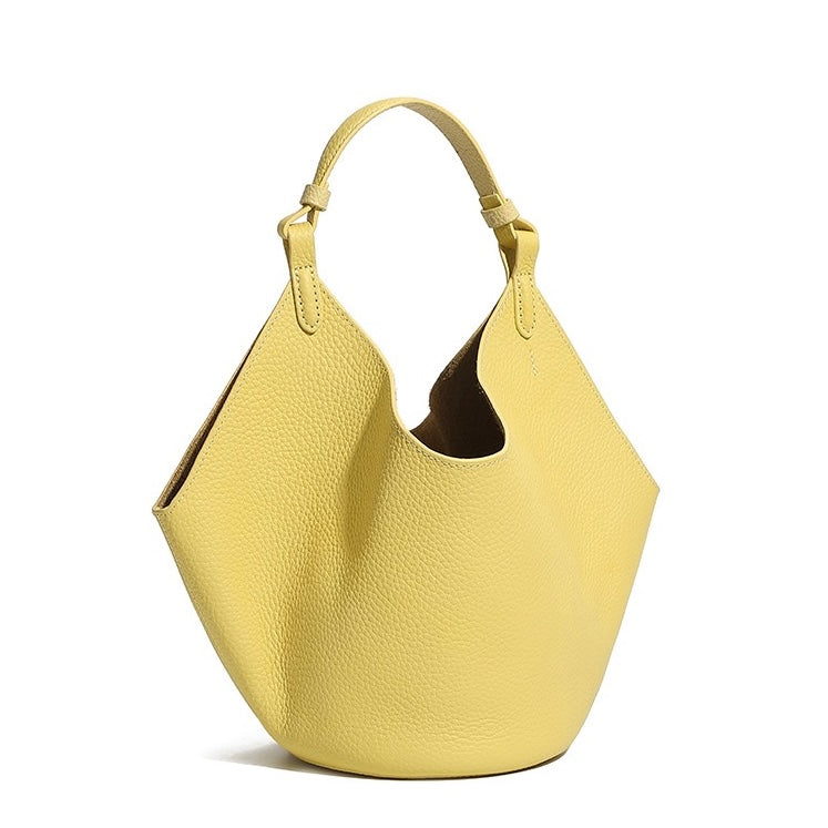 Women's Genuine Leather Large Capacity Basket Tote Bag