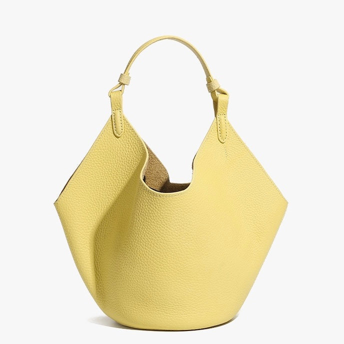 Women's Genuine Leather Large Capacity Basket Tote Bag