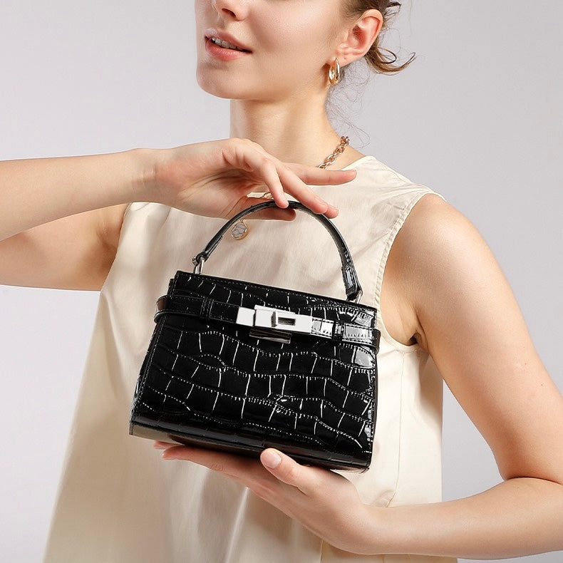 Women's Genuine Leather Crocodile Pattern Luxury Niche Handbag