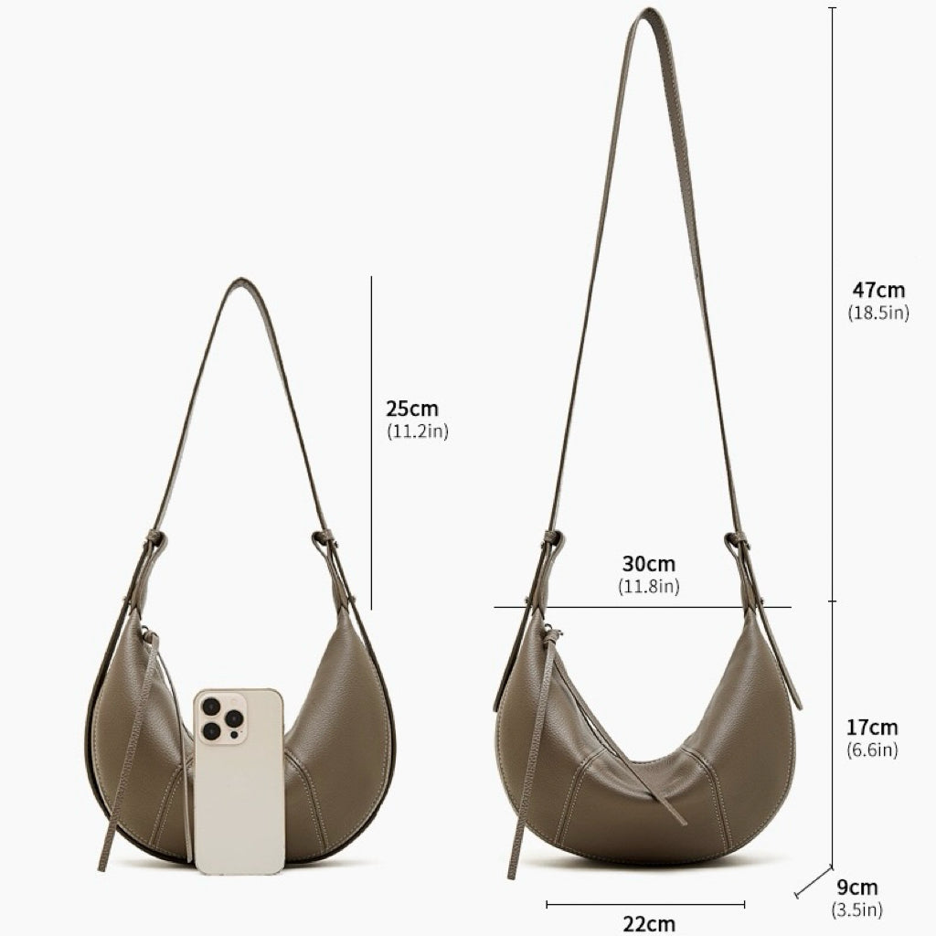 Women's Pebbled Leather Crescent Hobo Crossbody Bag