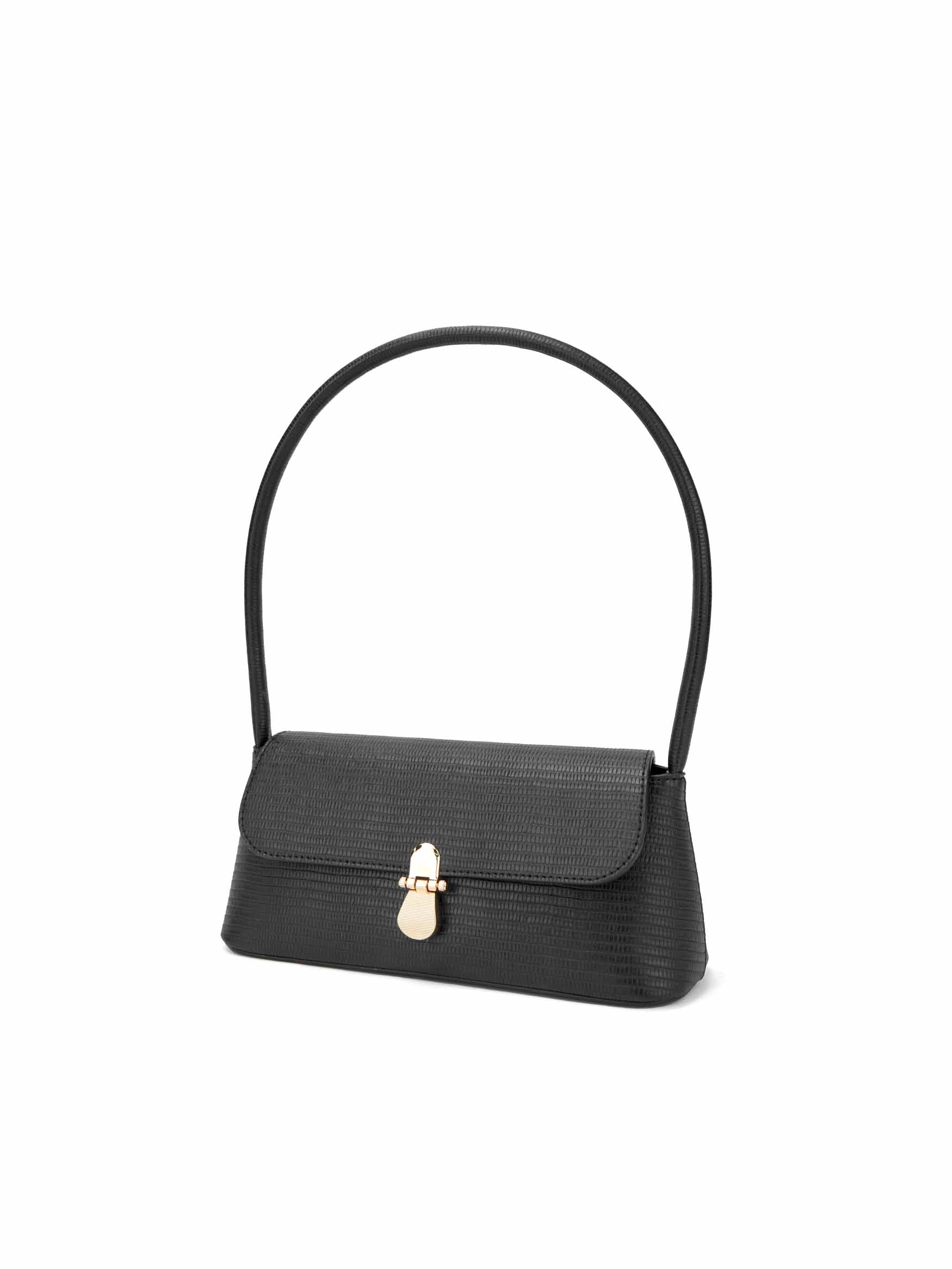 Allegra Shoulder Bag - Black lizard