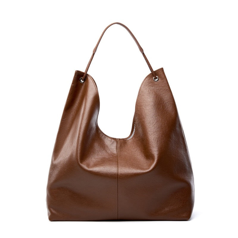 Large Capacity Minimalist Premium Genuine Leather Tote Bag