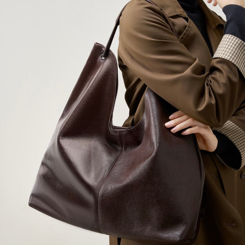 Large Capacity Minimalist Premium Genuine Leather Tote Bag